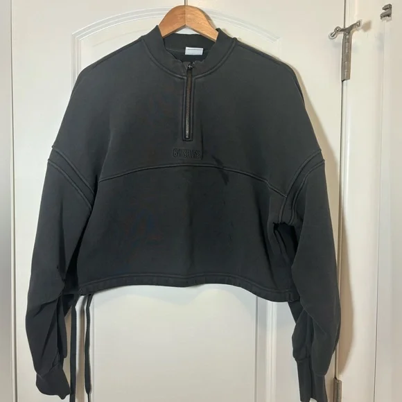 Gymshark Black Cropped Half-Zip Turtleneck Sweatshirt #129 - Picture 1 of 4